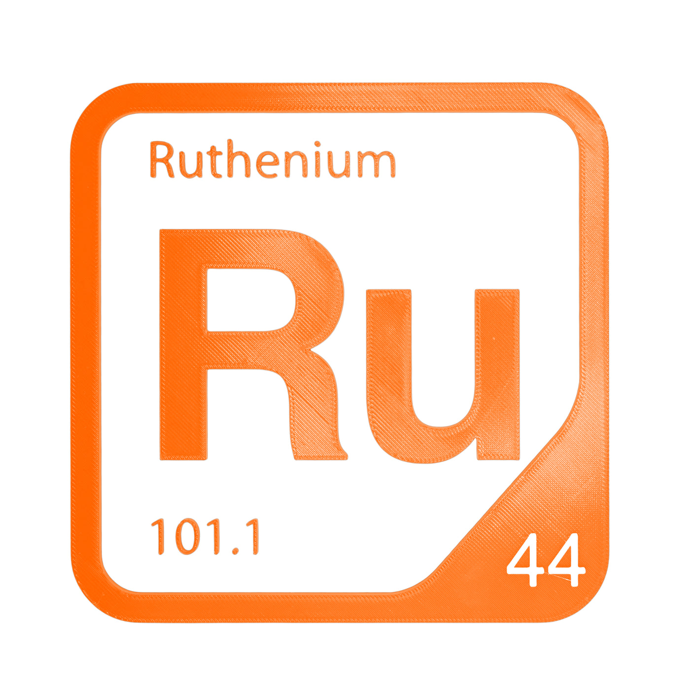 Ruthenium periodic table Elemental Tile in Orange