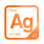 Silver periodic table Elemental Tile in Orange