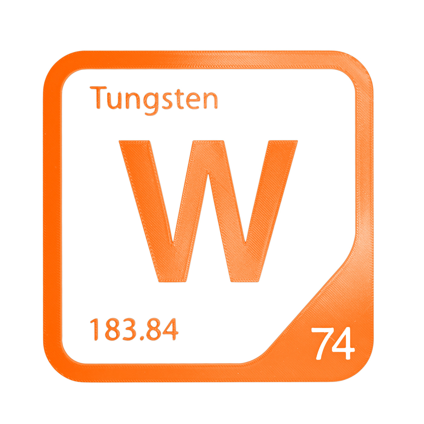 Tungsten periodic table Elemental Tile in Orange