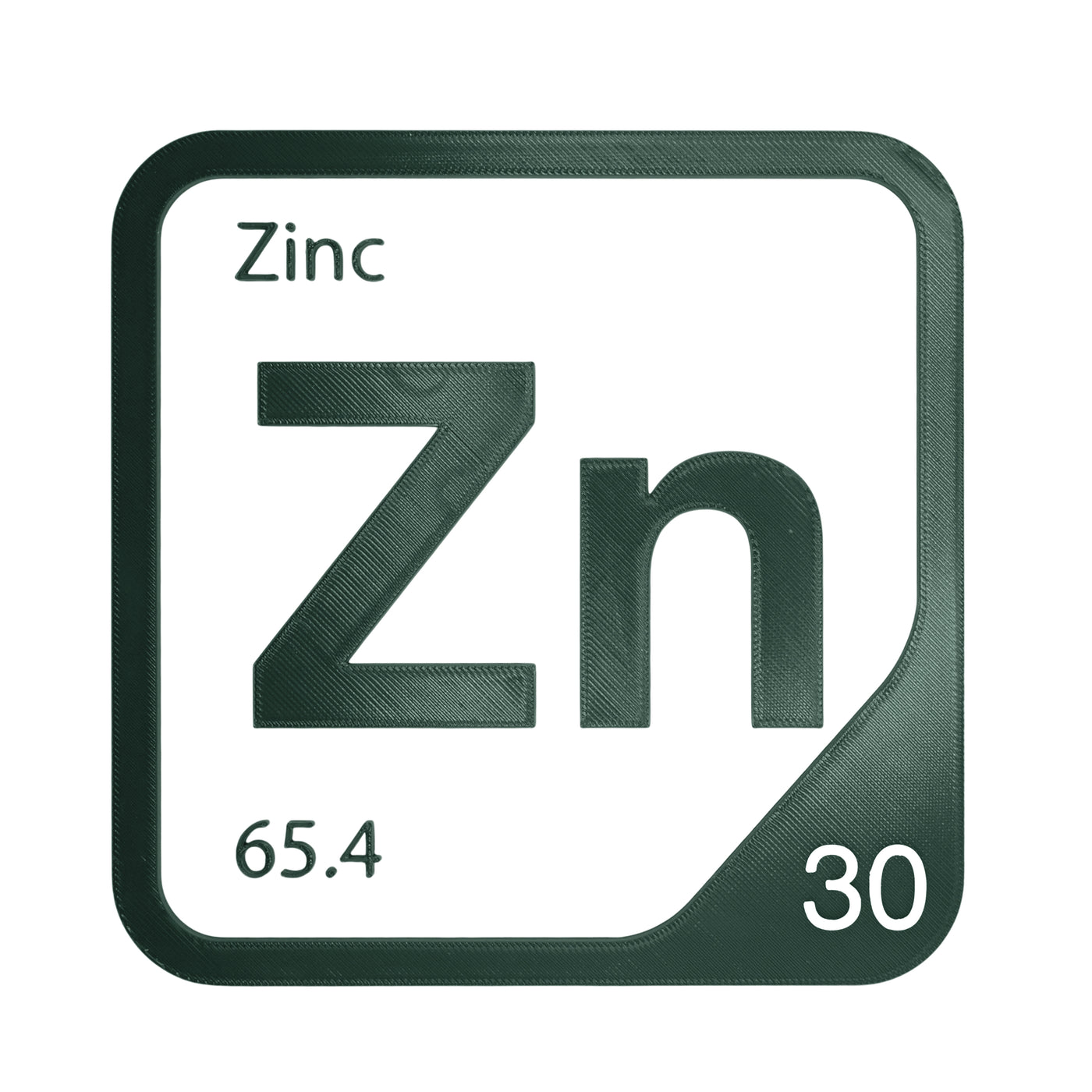 Zinc periodic table Elemental Tile in Forest Green