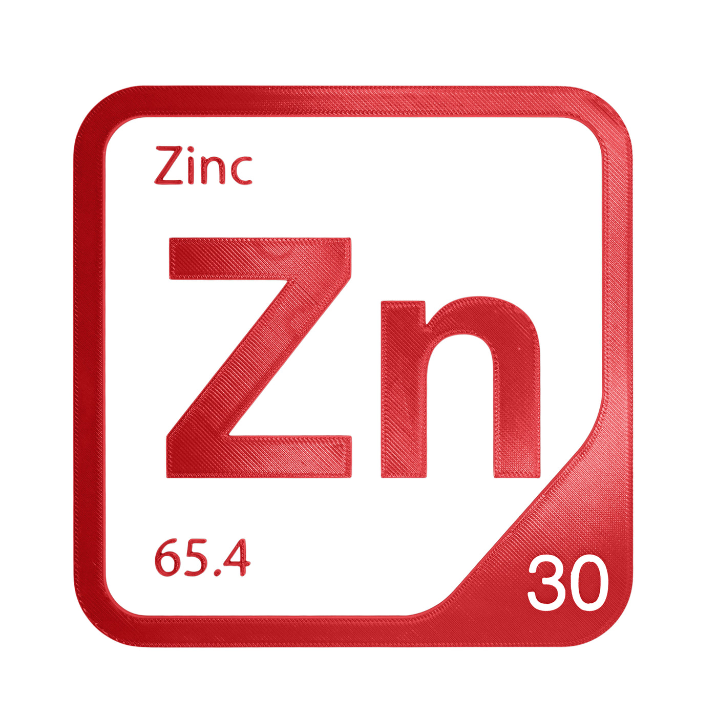 Zinc periodic table Elemental Tile in Red