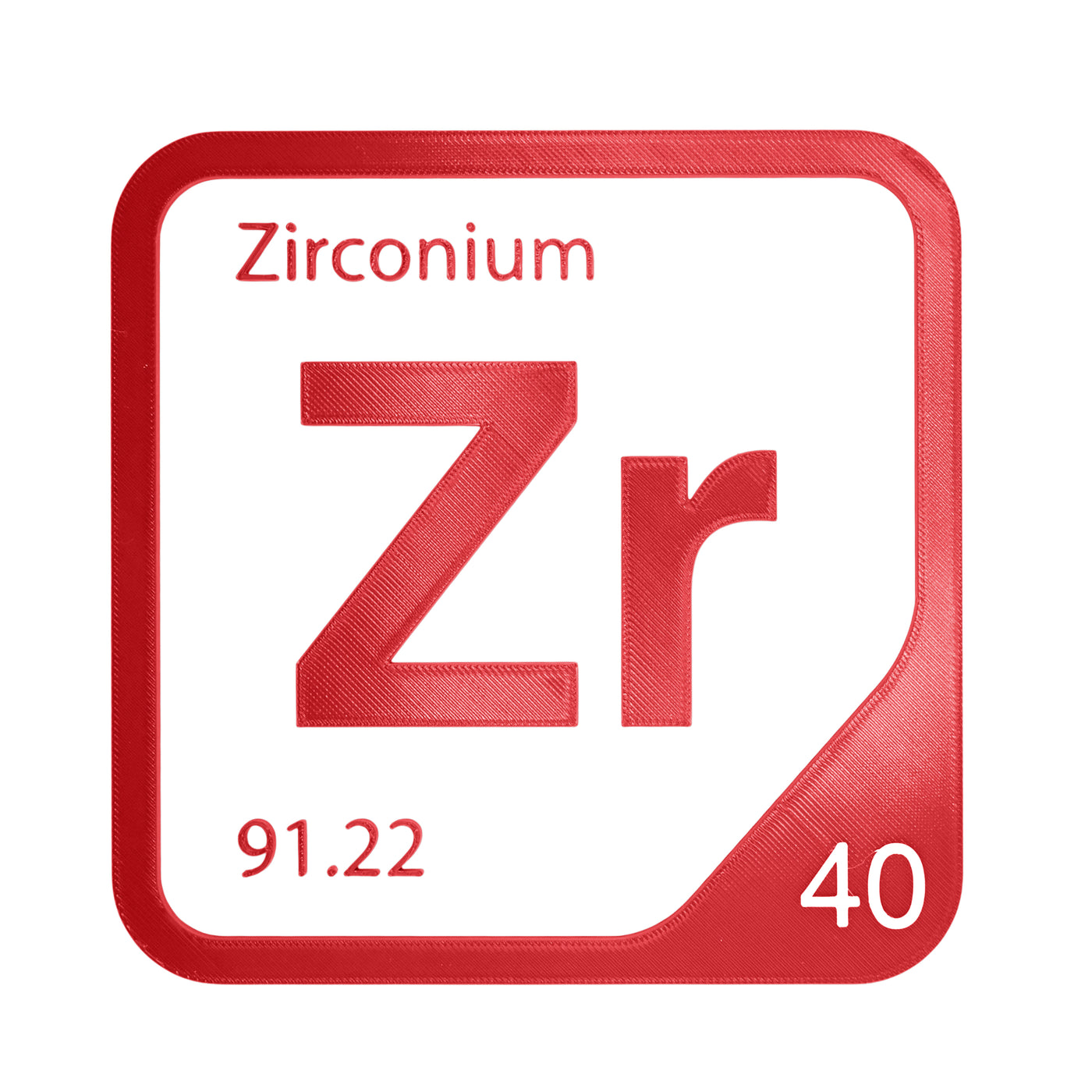 Zirconium periodic table Elemental Tile in Red