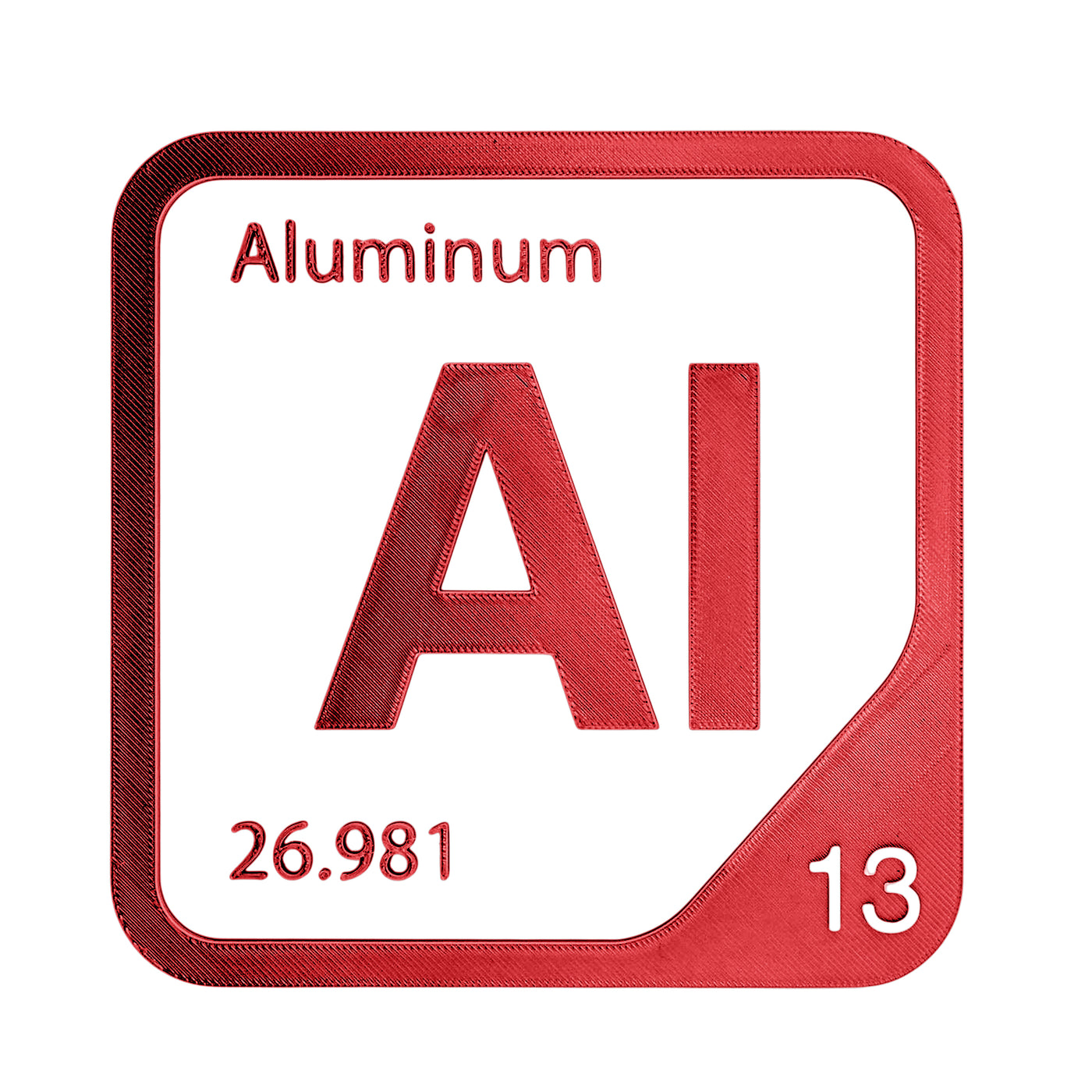Aluminum periodic table Elemental Tile in Red