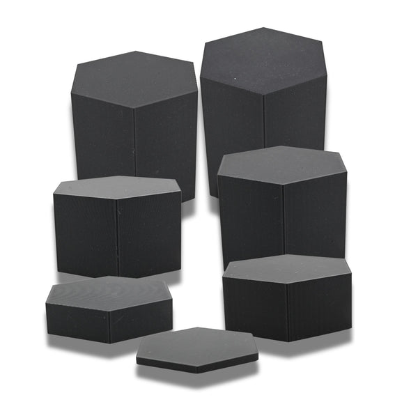 Large Octagon Action Figure Stands – Durable Display Set in Matte White or Black, Individual Heights or Full Set Available