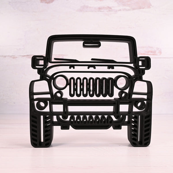 Jeep Wrangler Sculpture Front View Minimalist Line Art SUV Statue, Off-Road Vehicle Wall Decor, Adventure Lover Gift, Modern Desk Display