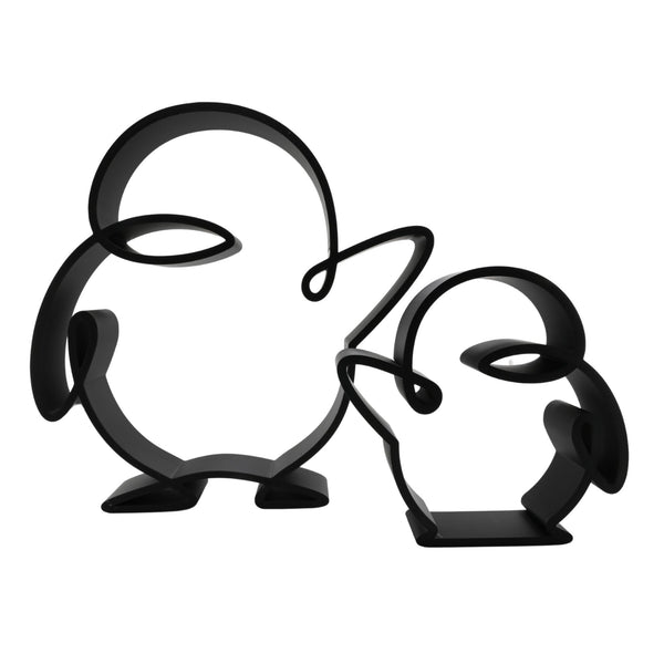 Waving Penguins Set, Minimalist Line Art Penguin Set, Arctic Penguin Home Decor, Modern Hobbies and Desk Line Art