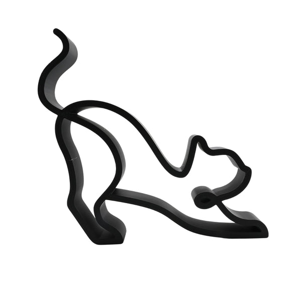Stretching Cat Sculpture, Minimalist Line Art Cat, Artistic Cat Home Decor, Modern Hobbies and Desk Line Art, Pet Lover’s Gift