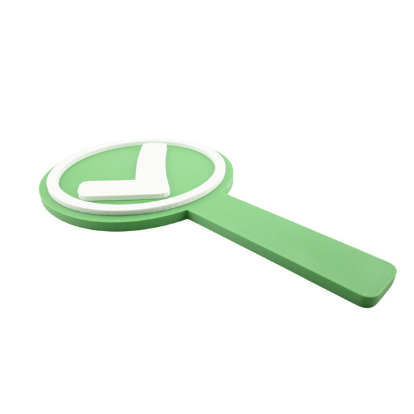 Voting Sign Set – Green Checkmark & Red X, White Handles or Red/Green Handles, 8.71 x 4.81 Inches