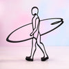 Surfer Walking Figure, 3D Printed Line Art, Surfer Sculpture, Water Sports Gift Idea, Surf Decorations, Surfing Gift Surfer