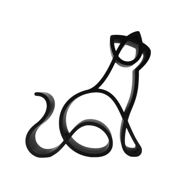 Attentive Cat Sculpture, Minimalist Line Art Cat, Cat Silhouette Home Decor, Modern Hobbies and Desk Line Art