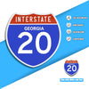 Interstate 20 Road Sign Replica | 8.53 x 8.54 Inches | Blue with White and Red