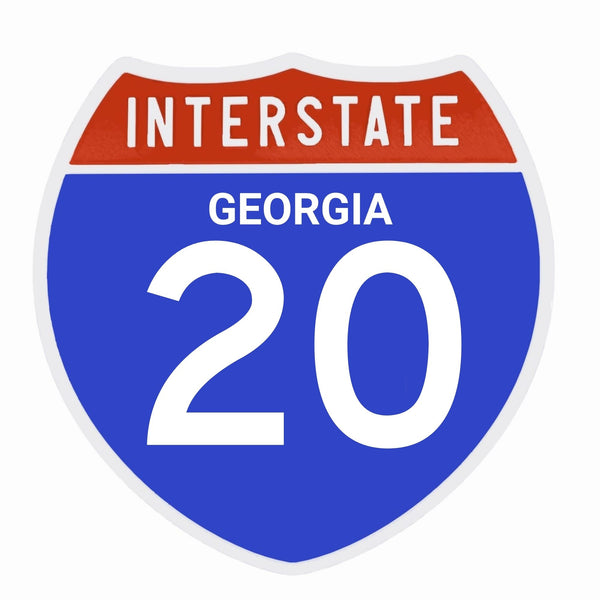 Interstate 20 Road Sign Replica | 8.53 x 8.54 Inches | Blue with White and Red