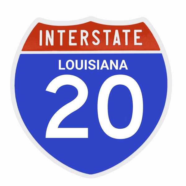 Interstate 20 Road Sign Replica | 8.53 x 8.54 Inches | Blue with White and Red