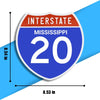 Interstate 20 Road Sign Replica | 8.53 x 8.54 Inches | Blue with White and Red