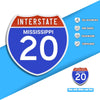 Interstate 20 Road Sign Replica | 8.53 x 8.54 Inches | Blue with White and Red