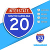 Interstate 20 Road Sign Replica | 8.53 x 8.54 Inches | Blue with White and Red