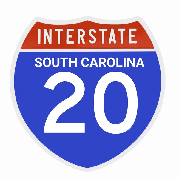 Interstate 20 Road Sign Replica | 8.53 x 8.54 Inches | Blue with White and Red