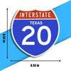 Interstate 20 Road Sign Replica | 8.53 x 8.54 Inches | Blue with White and Red