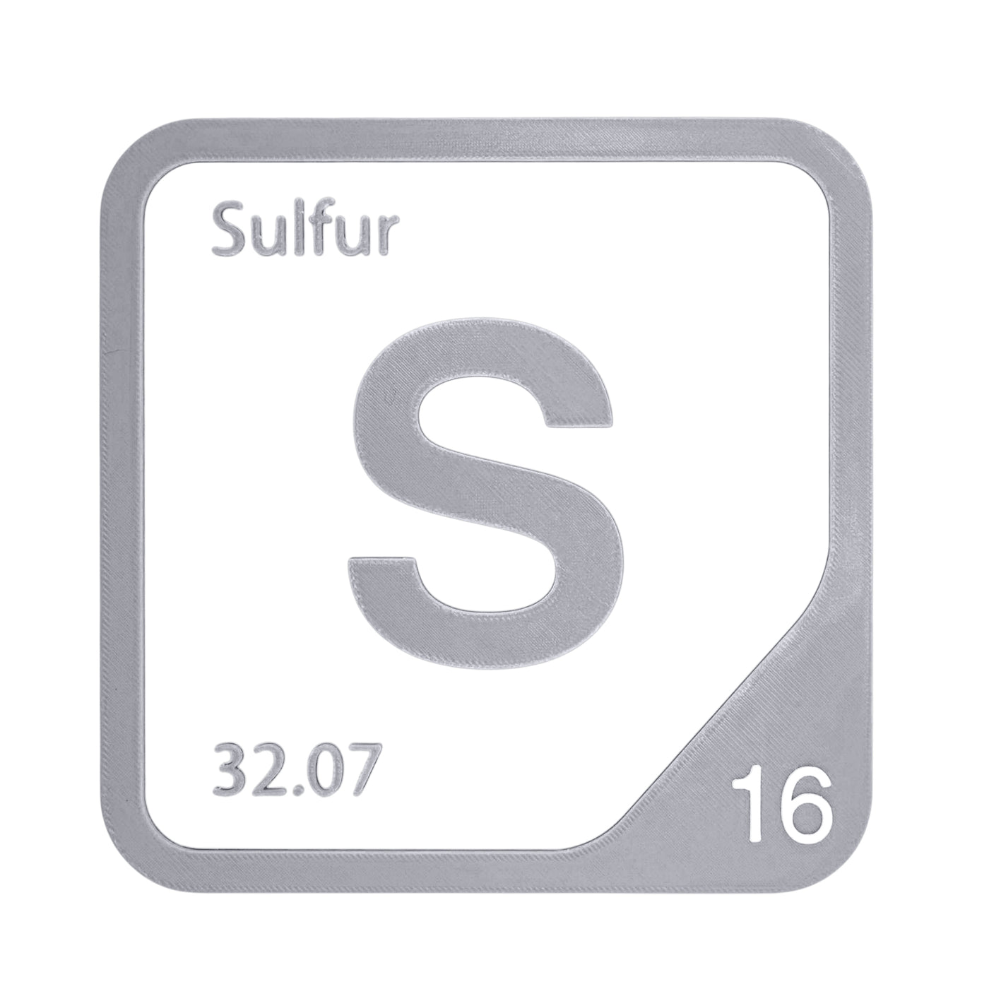 Sulfur periodic table Elemental Tile in Gray