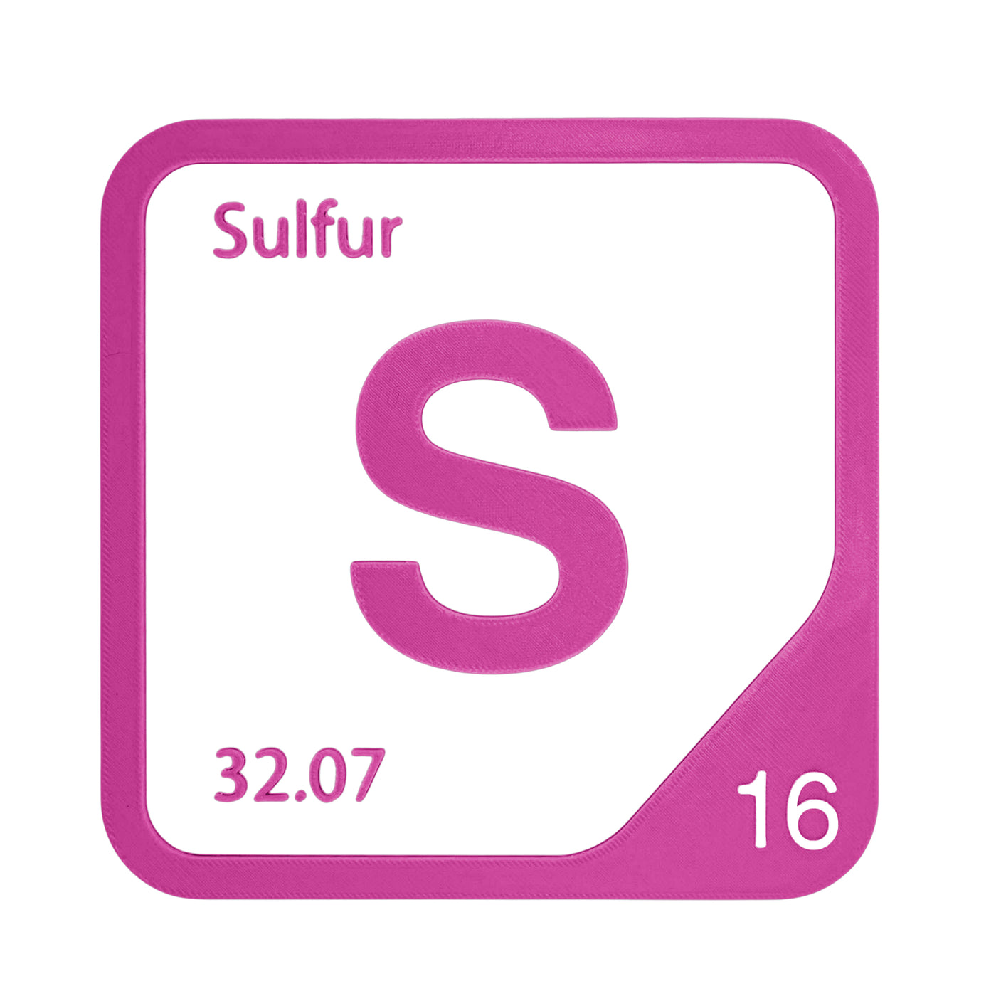 Sulfur periodic table Elemental Tile in Magenta