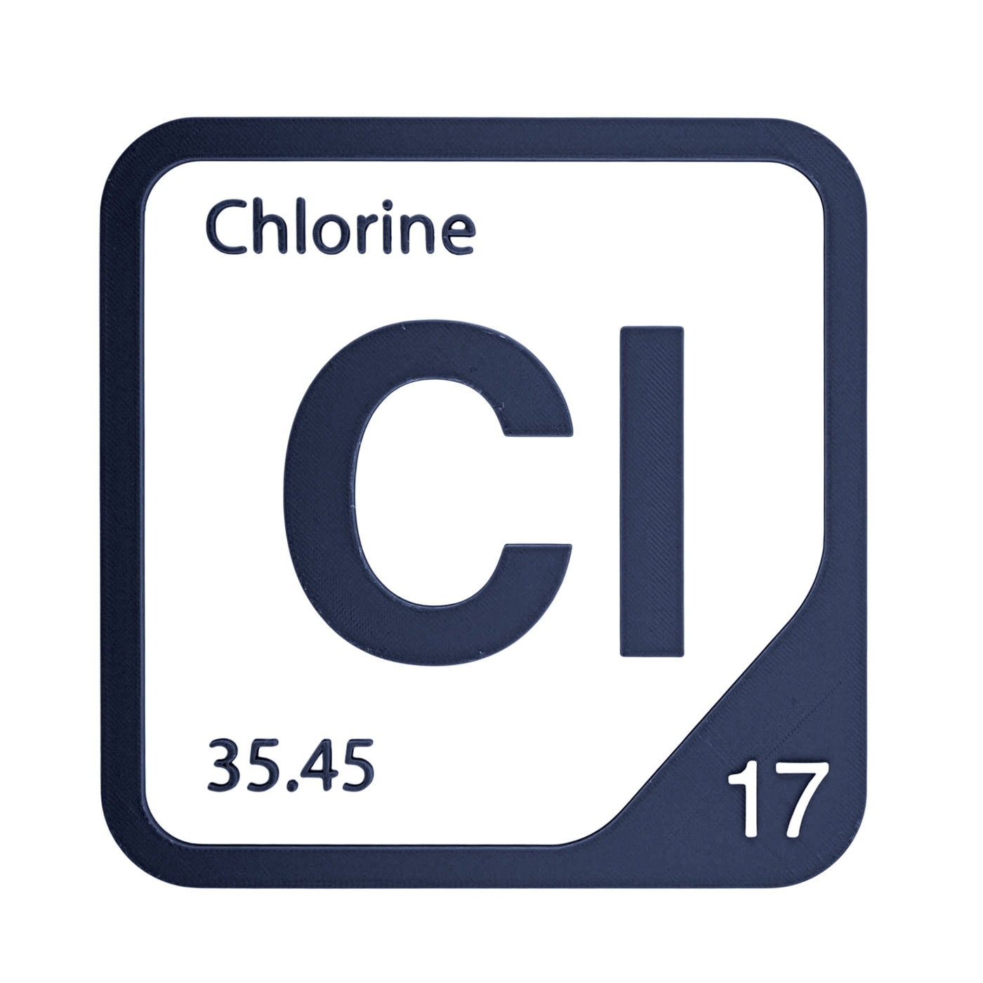 Chlorine periodic table Elemental Tile in Navy Blue