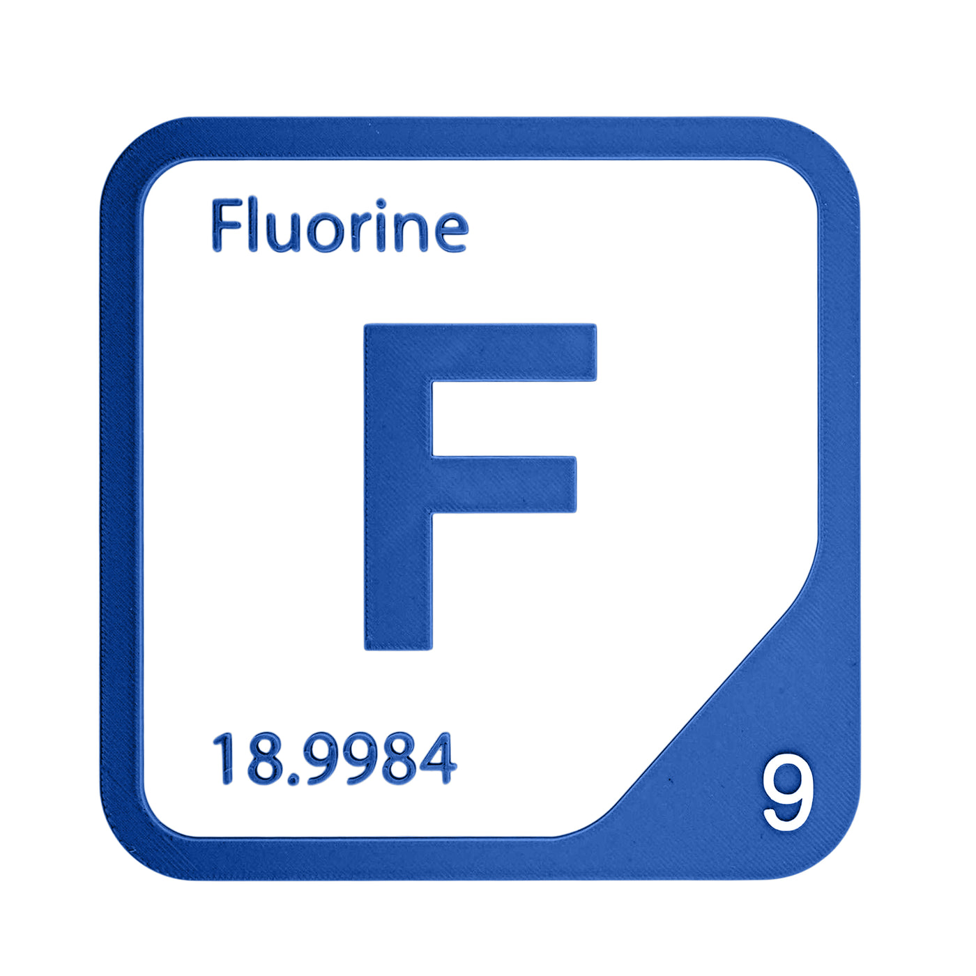 Fluorine periodic table Elemental Tile in Blue