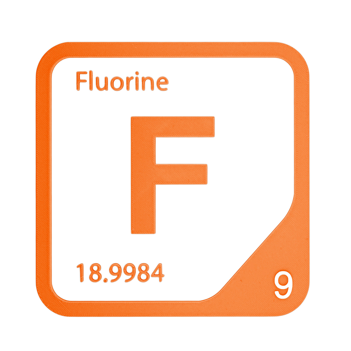 Fluorine periodic table Elemental Tile in Orange