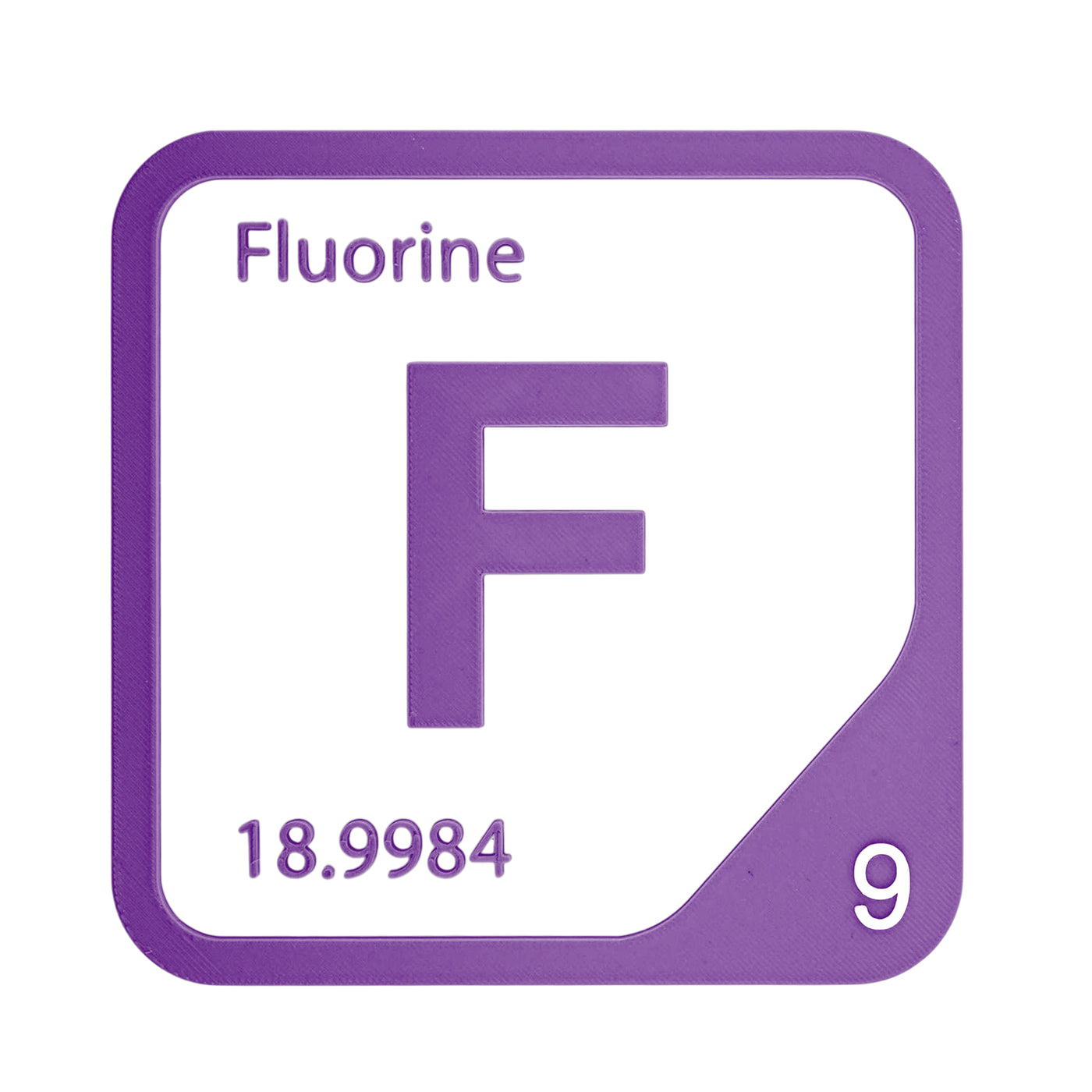 Fluorine periodic table Elemental Tile in Purple