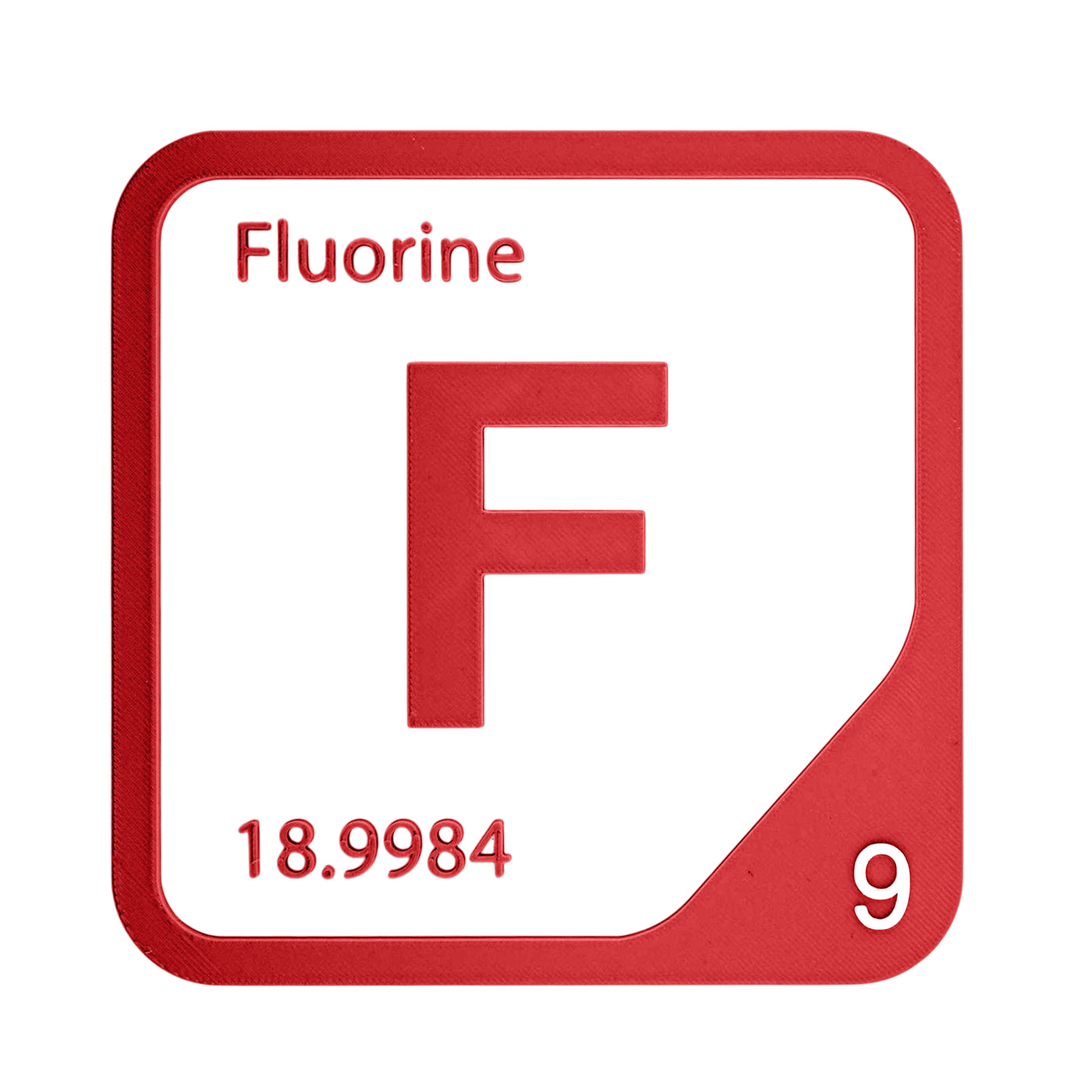 Fluorine periodic table Elemental Tile in Red
