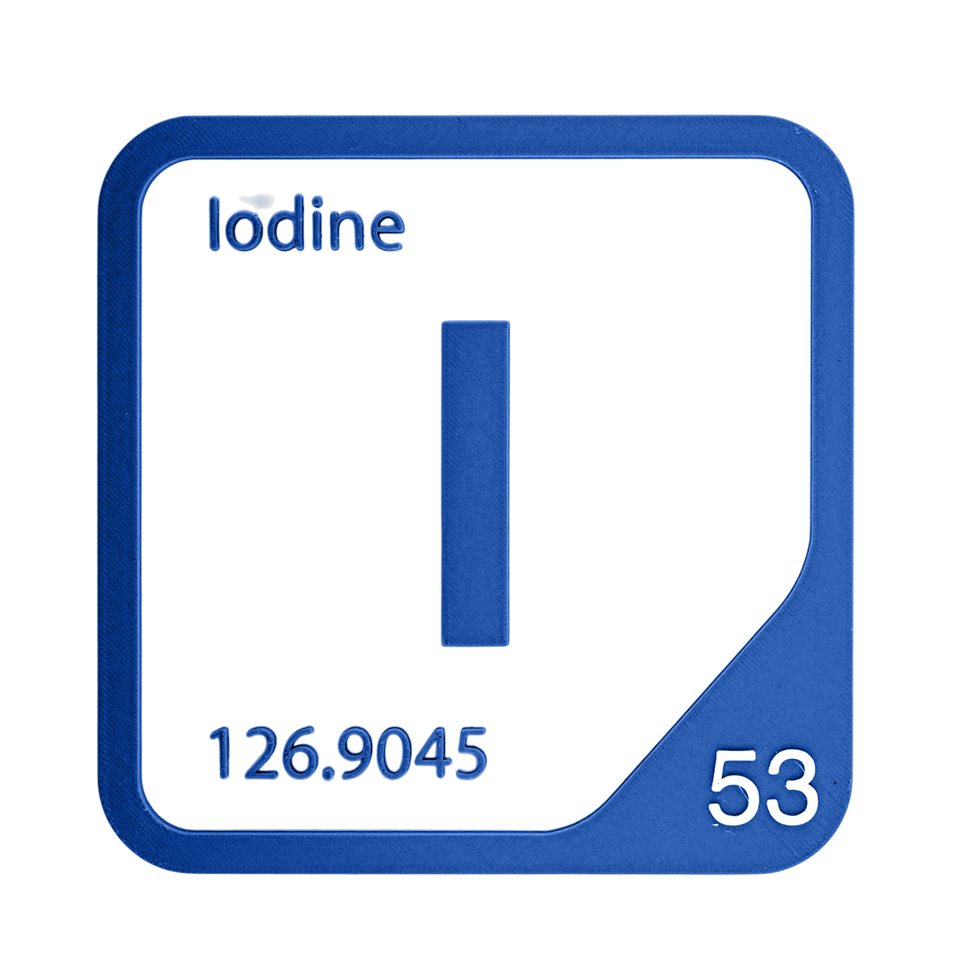 Iodine periodic table Elemental Tile in Blue