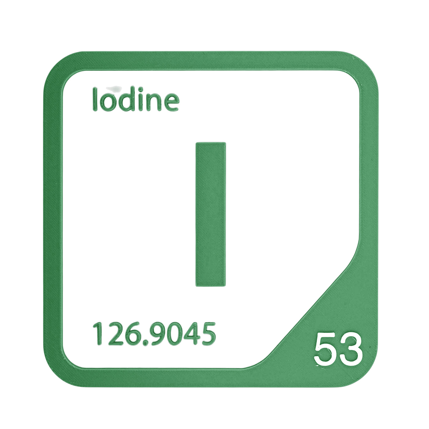 Iodine periodic table Elemental Tile in Green