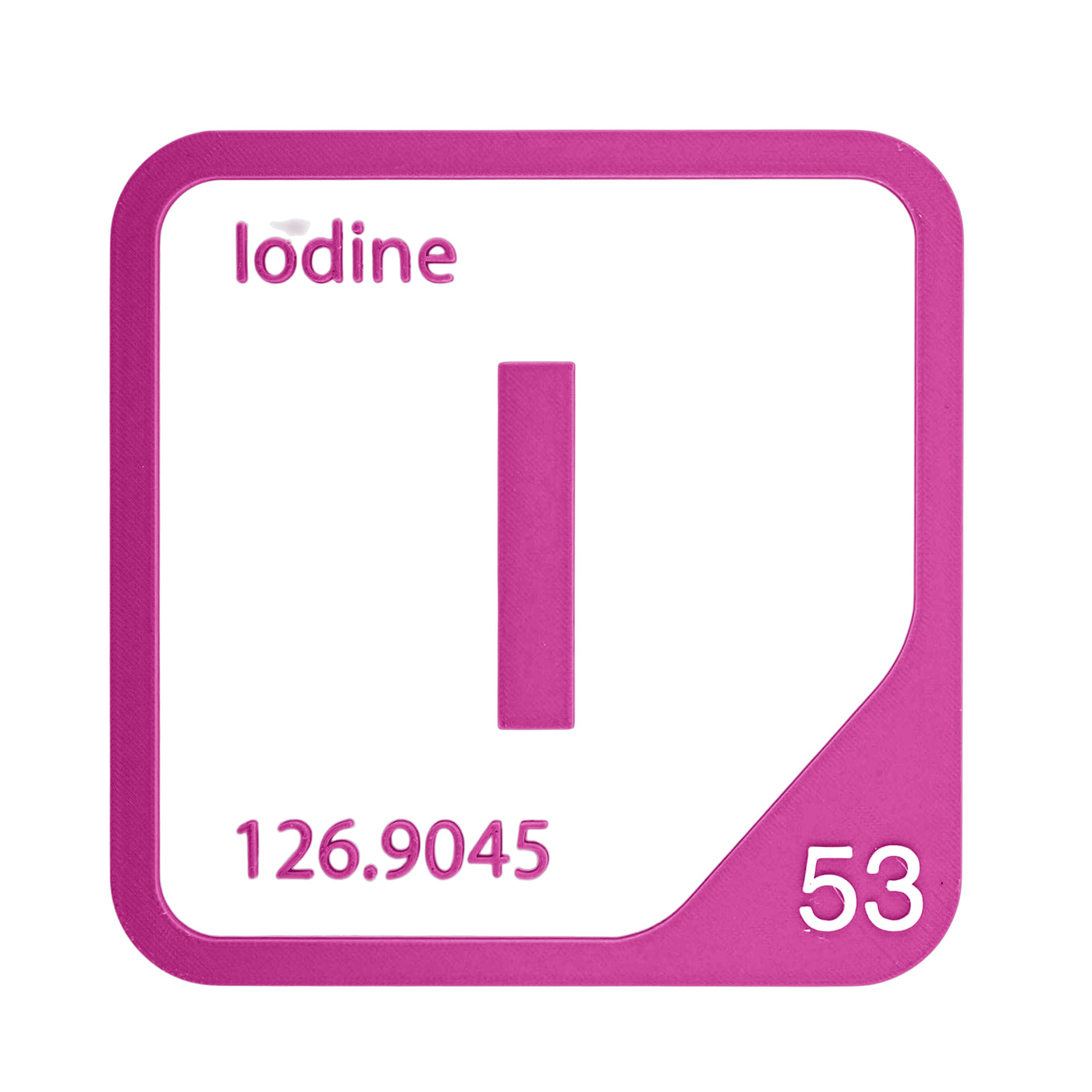 Iodine periodic table Elemental Tile in Magenta