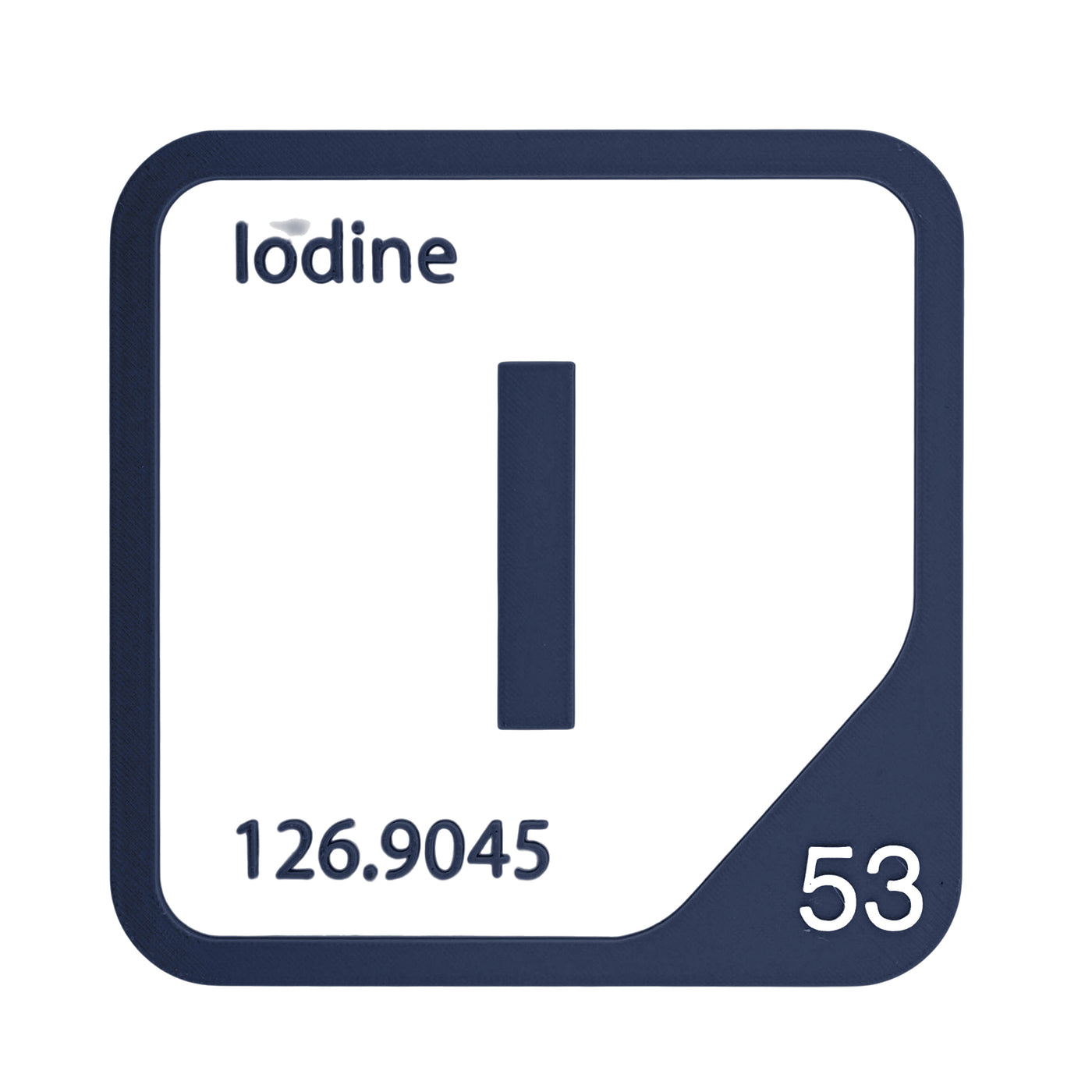 Iodine periodic table Elemental Tile in Navy Blue