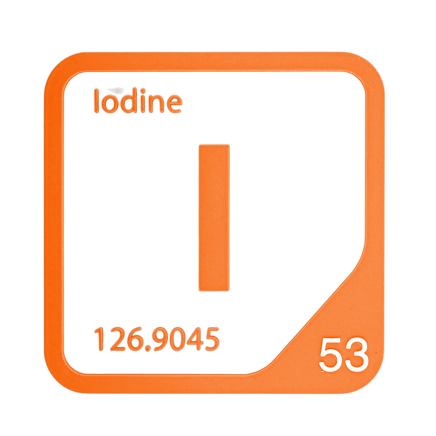 Iodine periodic table Elemental Tile in Orange
