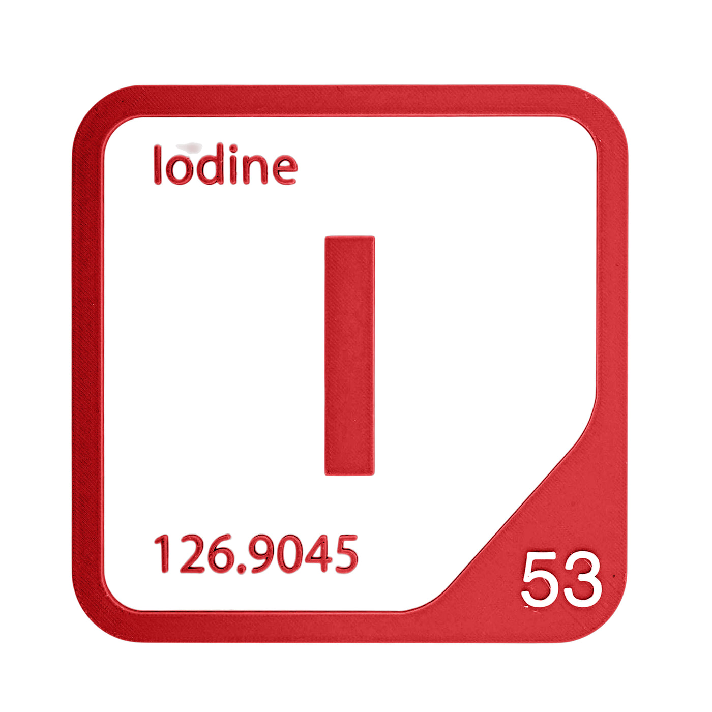 Iodine periodic table Elemental Tile in Red