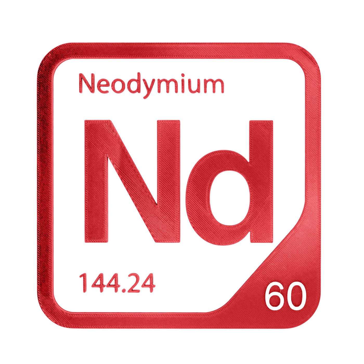Neodymium periodic table Elemental Tile in Red