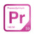 Praseodymium periodic table Elemental Tile in Magenta