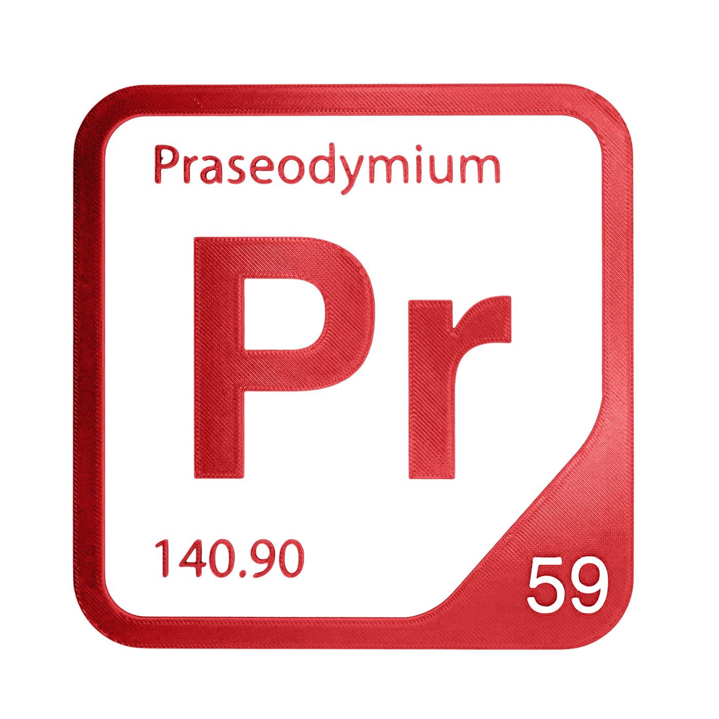 Praseodymium periodic table Elemental Tile in Red