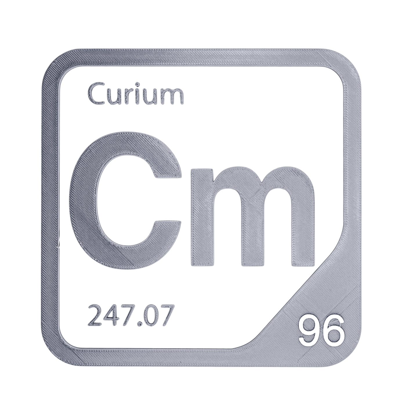 Curium periodic table Elemental Tile in Gray