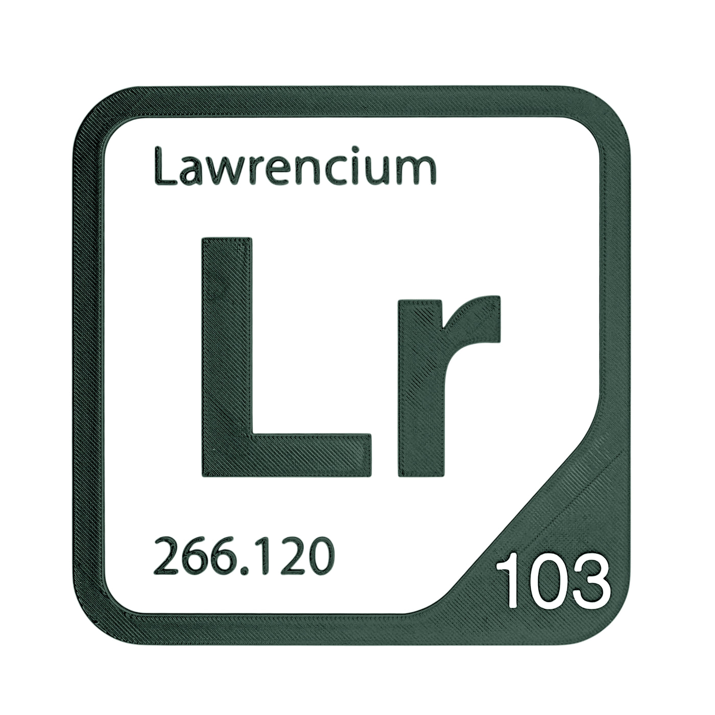Lawrencium periodic table Elemental Tile in Forest Green