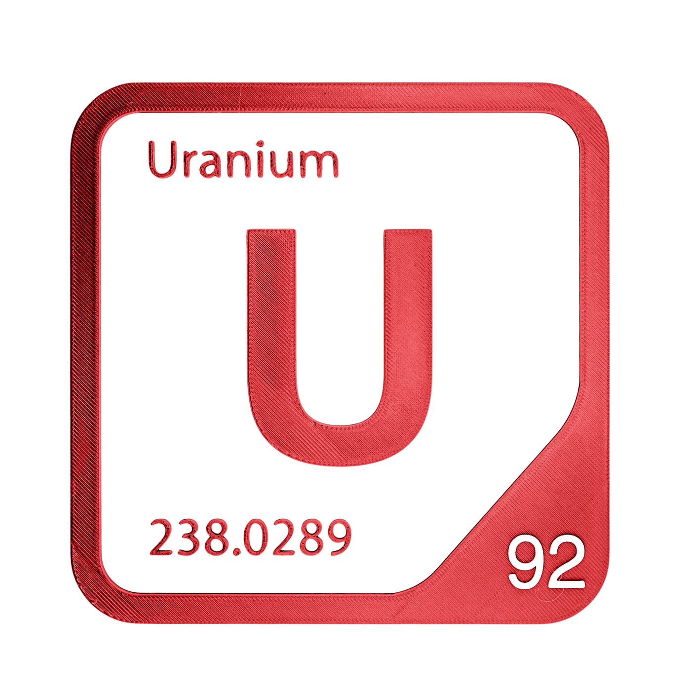 Uranium periodic table Elemental Tile in Red