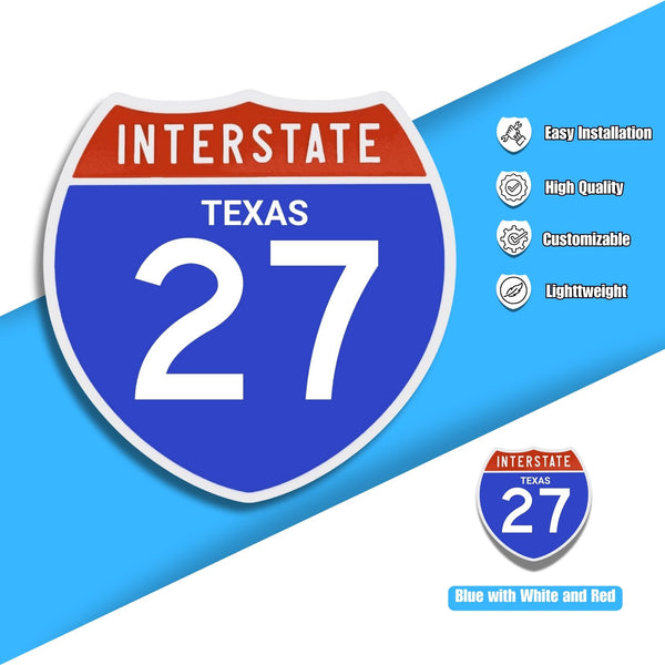 Interstate 27 Road Sign Replica – Personalized Travel Sign | Home & Office Wall Decor (8.54” x 8.53”)