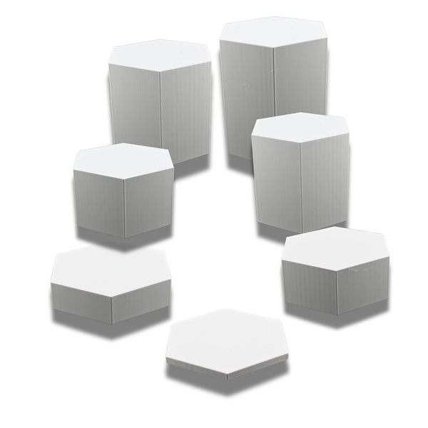 Large Octagon Action Figure Stands – Durable Display Set in Matte White or Black, Individual Heights or Full Set Available