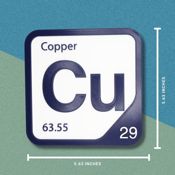 COPPER Periodic Table Tile – Educational Wall Art for Science Lovers, 5.6 x 5.6 Inches