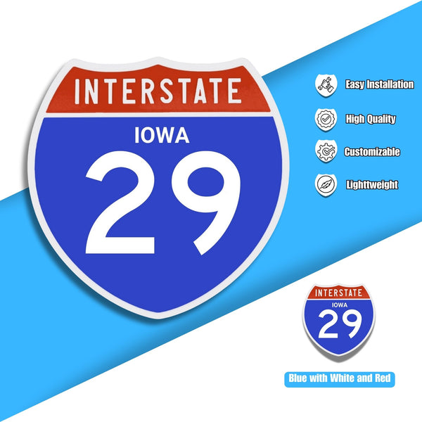 Interstate 29 Road Sign Replica – Personalized Travel Sign | Home & Office Wall Decor (8.54” x 8.53”)