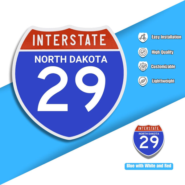 Interstate 29 Road Sign Replica – Personalized Travel Sign | Home & Office Wall Decor (8.54” x 8.53”)