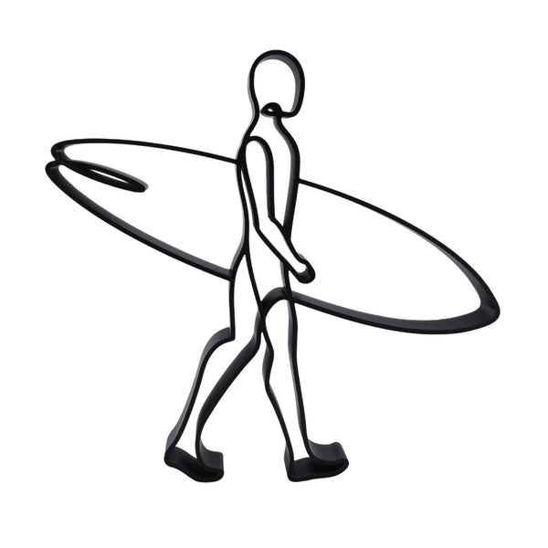 Surfer Walking Figure, 3D Printed Line Art, Surfer Sculpture, Water Sports Gift Idea, Surf Decorations, Surfing Gift Surfer