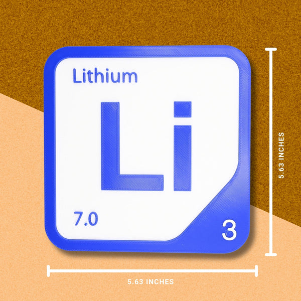 LITHIUM Periodic Table Tile – Educational Wall Art for Science Lovers, 5.6 x 5.6 Inches