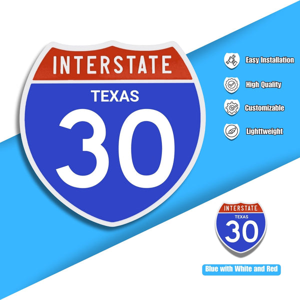 Interstate 30 Road Sign Replica – Personalized Travel Sign | Home & Office Wall Decor (8.54” x 8.53”)77