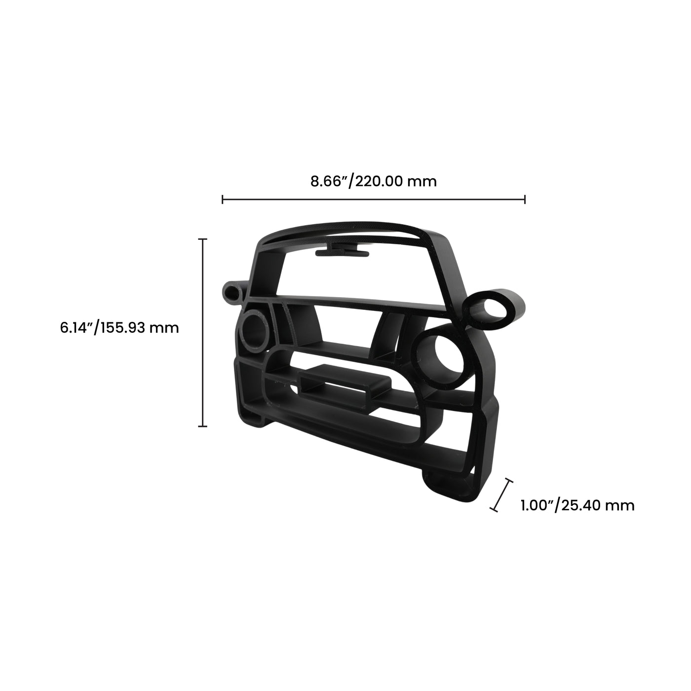 Mini Cooper Front View Elegant Outlines sculpture — dimension view